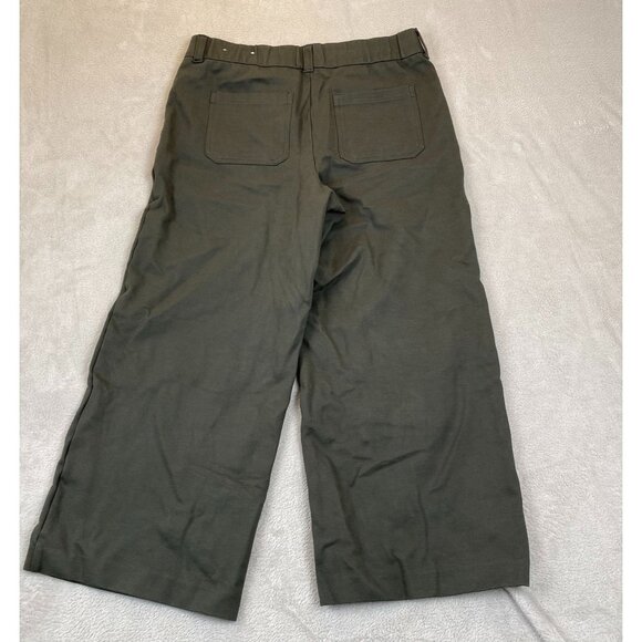 LOFT Outlet Wide-Leg Pants Womens Medium Green Trouser Flat Front Casual Y2K - Picture 11 of 11